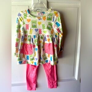 Colorful Heart and Bear Print Kids Se